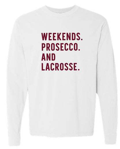 Lowell Lax Weekends, Prosecco and Lacrosse T-Shirt and Long Sleeve