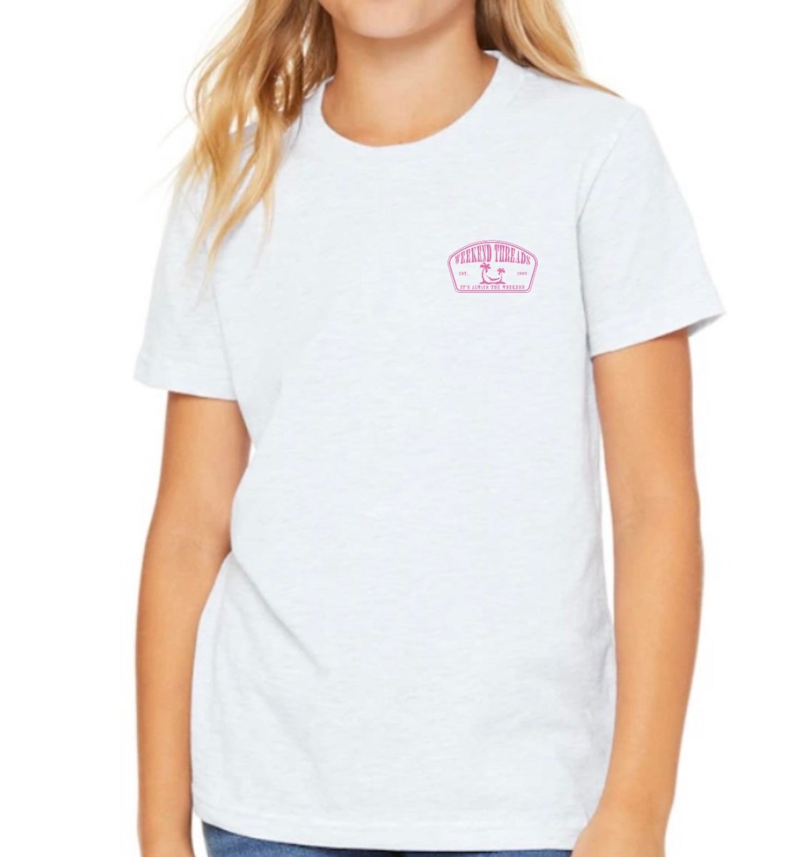 Youth Pink Weekend Threads tee - it's always the weekend®